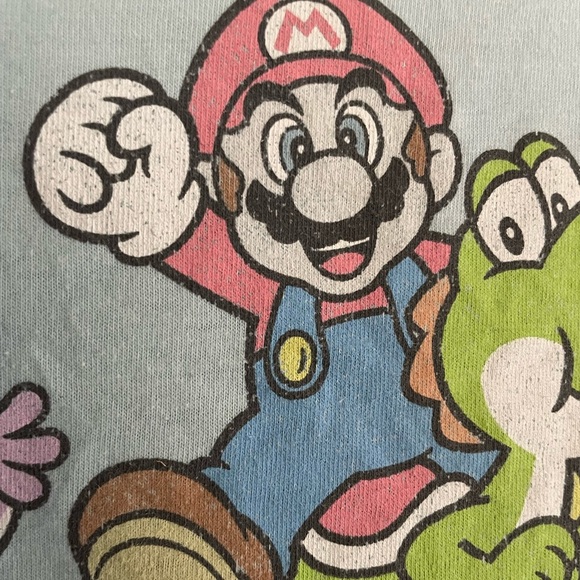 Universal Super Mario Nintendo Short Sleeve Tee T-Shirt in Light Blue - Picture 3 of 7